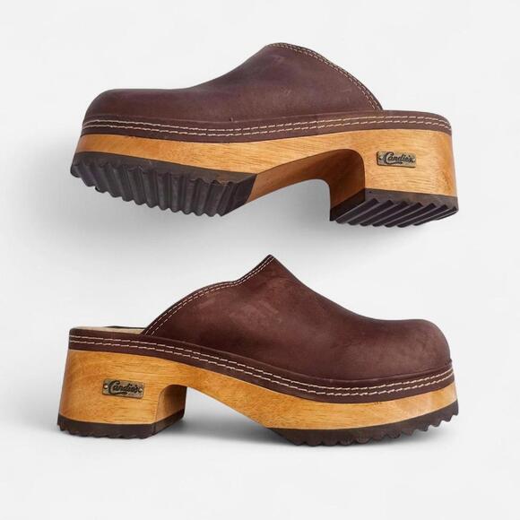 Vintage Candies Brown Leather Platform Clogs - Picture 4 of 7